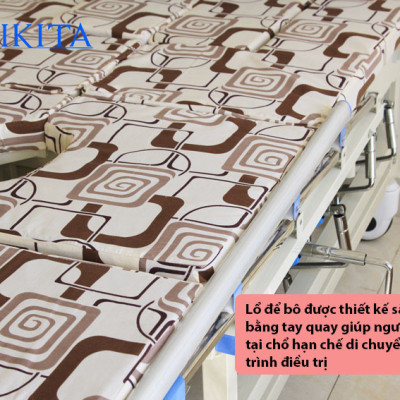 Giường y tế đa chức năng - nâng chân, nâng đầu, nghiêng trái, nghiêng phải, có chổ để bô, có chổ để chậu gội đầu - DCN04