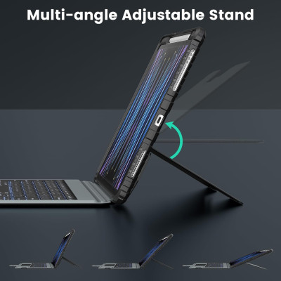 Bao Da Kèm Bàn Phím cho iPad Pro 11 & iPad Pro 12.9 inch 2018/2020/2021/2022 & iPad Air 5/4 Nillkin Bumper Combo Case Keyboard (Có Đèn Nền Backlit Keyboard) - Hàng Chính Hãng