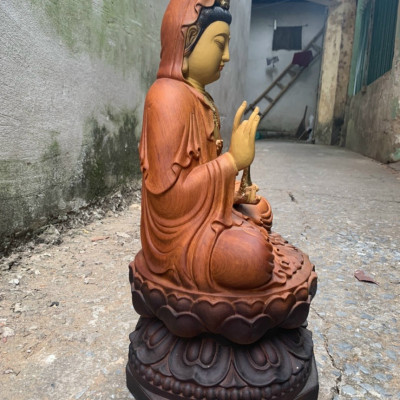 Tượng phật bà quan âm bồ tát bằng gỗ hương kt cao 30×16×15cm
