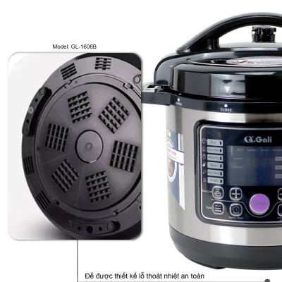 Nồi Áp Suất Điện Gali GL-1606B. Dung tích 6L, nồi đa năng 12 chức năng nấu. Thiết kế hiện đại, nhỏ gọn. Hàng chính hãng bảo hành 24 tháng.