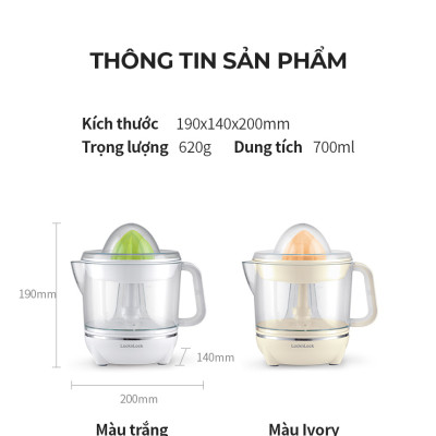 Máy Vắt Cam Lock&Lock 700ml màu trắng ngà EJJ231IVY - Hàng Chính Hãng, Xoay Ép 2 Chiều Cho Nhiều Nước Cam, Bảo Hành 24 Tháng - JoyMall