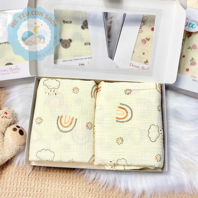 KHĂN TẮM XÔ MUSLIN GEE 2 lớp mềm mại, thấm hút, an toàn, 100x100cm, 100% organic cotton, thân thiện với da bé