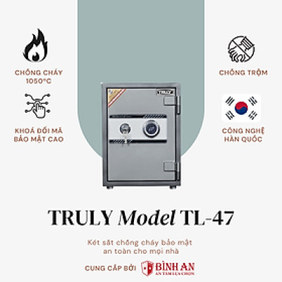Két Sắt Chống Cháy Gia Đình TRULY TL-47 Chống Cháy, Chống Trộm Công Nghệ Hàn Quốc 65kg - Hàng Chính Hãng