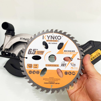 Lưỡi cưa gỗ siêu mỏng cho máy pin 40 răng đường kính Ø 165mm KYNKO WL165040