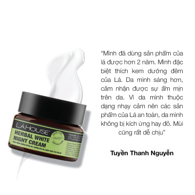Kem đêm dưỡng trắng da Lá House Herbal White Night Cream 10ml/30ml