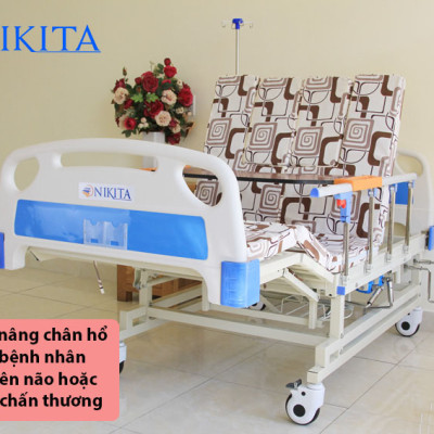 Giường y tế đa chức năng - nâng chân, nâng đầu, nghiêng trái, nghiêng phải, có chổ để bô, có chổ để chậu gội đầu - DCN04