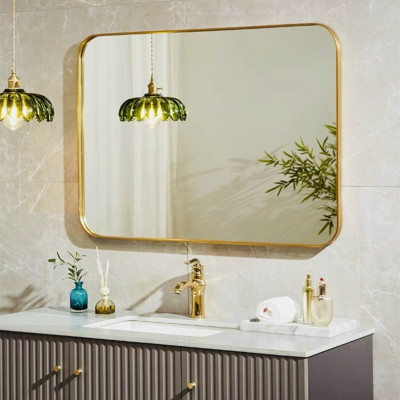 Gương chữ nhật khung nhôm mạ vàng nhạt, sang trọng quý phái, nhẹ nhành thanh lịch, chân thật 700x500 mm