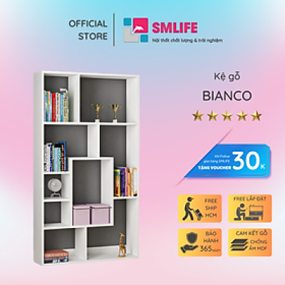 Giá sách bằng gỗ đẹp chất lượng cao SMLIFE Bianco
