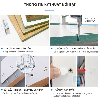 Bàn Làm Việc Góc Tường (Chữ L) Có Kệ Sách Hiện Đại Thương Hiệu SIB Decor BLV65