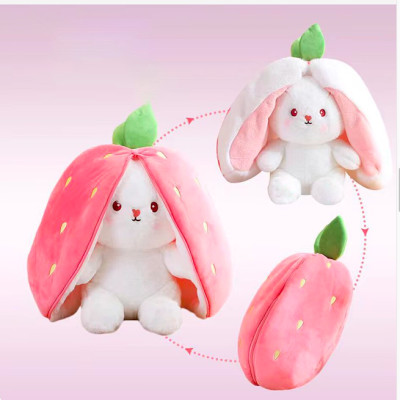 Thú nhồi bông thỏ cà rốt dâu tây 2 trong 1 - Size từ 20 đến 55cm - Quà tặng gấu bông thỏ siêu dễ thương - Gối ôm mềm mịn cho bé