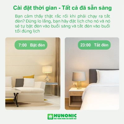 Công Tắc 2 Nút Wifi Kèm Ổ Cắm Hunonic Viền Vàng Bật Tắt Từ Xa Trên Điện Thoại & Ra Lệnh Giọng Nói