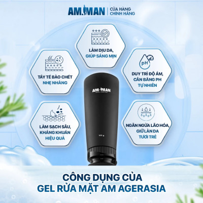 Combo tinh hoa nam giới AM MAN: Sữa tắm gội nam AM FANTASTIC 5in1 365ml & Gel rửa mặt AM AGERASIA 100ml & Bọt vệ sinh nam AM CHERISH 120ml kèm hộp túi làm quà tặng