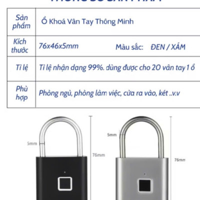 Ổ khóa cảm ứng vân tay mỗi khi ra ngoài không lo quên chìa khóa nữa 