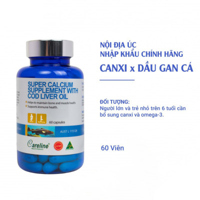 Viên Uống Bổ Sung Canxi & Omega 3 Careline Super Calcium Supplement With Cod Liver Oil 60 Viên/Hộp