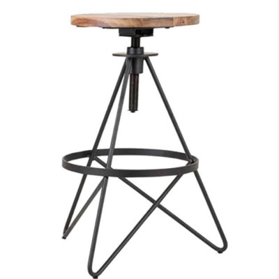 Ghế bar xoay GB33CT Juno Sofa màu gỗ chân sắt đen 32 x 52/81 cm