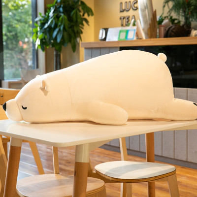 Gấu Bông Gấu Bắc Cực Ice Bear Nằm Dễ Thương Mềm Mịn Mẫu Mới (35cm--->65cm) Gối Ôm Gấu Bắc Cực Nằm Hàng Cao Cấp Vải Miniso 4 Chiều Co Giãn Êm Ái
