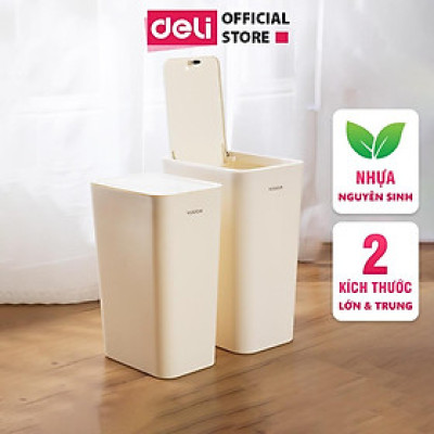 Thùng Rác Nắp Bật Nhấn Nút Thông Minh Deli - Tiết Kiệm Không Gian Nhựa PP Nguyên Sinh Hạn Chế Mùi Hôi Kháng Khuẩn Sọt Rác Văn Phòng Nhà Bếp - 1108 1109