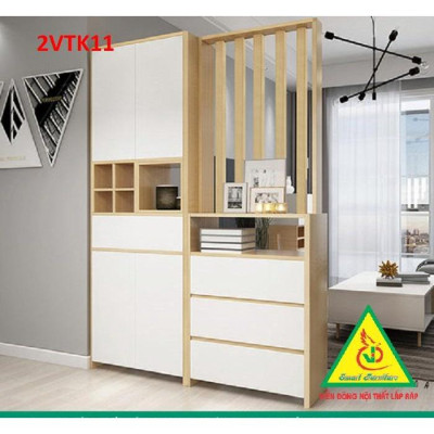 Tủ kệ trang trí kiêm vách ngăn phòng khách , nhà bếp 2VTK11 - Nội thất lắp ráp Viendong Adv