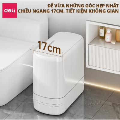 Thùng rác tự động căng túi rác 12L/15L DELIxVUSIGN thiết kế dáng dẹt tiết kiệm không gian, tối ưu nhà cửa
