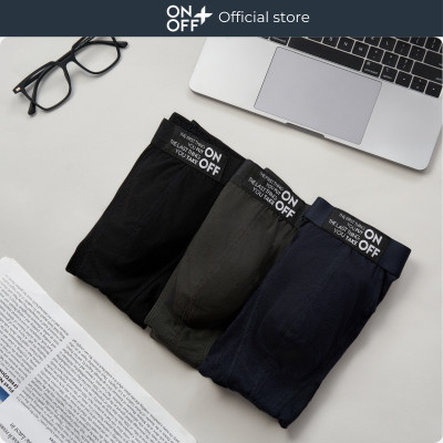 Combo 3 quần lót nam cotton lành tính dáng trunk thoáng mát thấm hút mồ hôi ONOFF màu ngẫu nhiên- 18UQ24A035-55