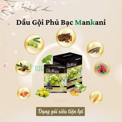 Hộp Dầu Gội Phủ Bạc Thảo Dược, Nhuộm Tóc Màu Đen Tự Nhiên, Mankani [250ml - Chính Hãng]