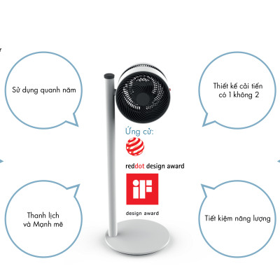 Quạt Đứng Đối Lưu Không Khí BONECO F120 Điện 220V, Nhỏ Gọn Để Phòng Ngủ, Cắm Điện Trực Tiếp, Điều Khiển Cơ Trên Thân Quạt, Kết Hợp Với Điều Hoà Làm Mát Phòng- Hàng Chính Hãng
