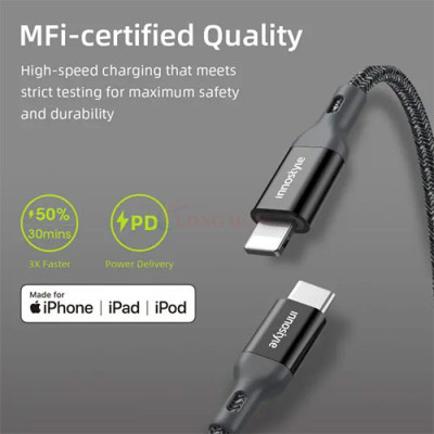 Cáp Innostyle PowerFlex USB-C to Lightnng 1.5m 20/30/60W ICL150AL - Hàng chính hãng