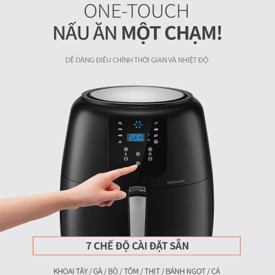 Nồi Chiên Không Dầu Điện Tử Lock&Lock EJF296BLK (7.2 Lít) - Kèm Chảo Nướng - Hàng Chính Hãng