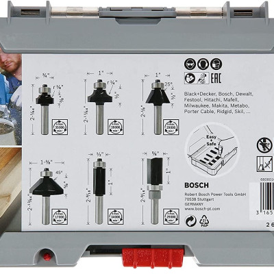 BỘ MŨI PHAY CẠNH 6 MÓN (MỚI) BOSCH 2607017470 - HÀNG CHÍNH HÃNG