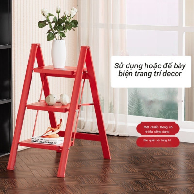 Thang ghế chữ A gấp gọn 3- 4 bậc bản to an toàn FUJIHOME nhập khẩu đa năng xếp gọn chính hãng thép Cacbon chống gỉ bền
