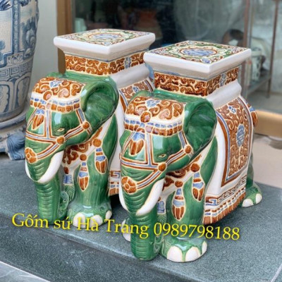 Đôn voi gốm sứ cao 43cm dài 50cm