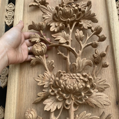 Tranh tứ quý bốn mùa trạm khắc bốn mùa và  tứ linh  bằng gỗ gụ kt 47×147×7cm,