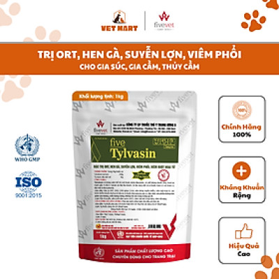 [100G] FIVE-TYLVASIN - ORT, HEN GÀ, SUYỄN LỢN, VIÊM PHỔI, VIÊM RUỘT 