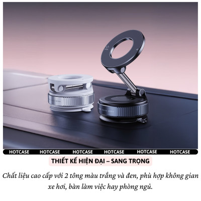 Giá đỡ điện thoại từ tính Magnetic nam châm hút chân không xoay 360 độ cho xe hơi ô tô, bàn làm việc, phòng tắm hiệu Hotcase Airlock Pro Cho iPhone cho Samsung điện thoại - Hàng nhập khẩu
