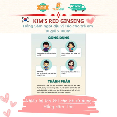 Hồng Sâm ngọt dịu vị Táo cho trẻ em Kim