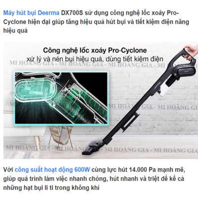 Máy Hút Bụi Deerma Cầm Tay 2 trong 1 DX700S - Hàng chính hãng