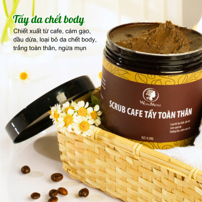 Bộ tẩy tế bào chết toàn diện Wonmom ( 1 Scrub nghệ tẩy mặt + 1 Scrub café tẩy toàn thân )