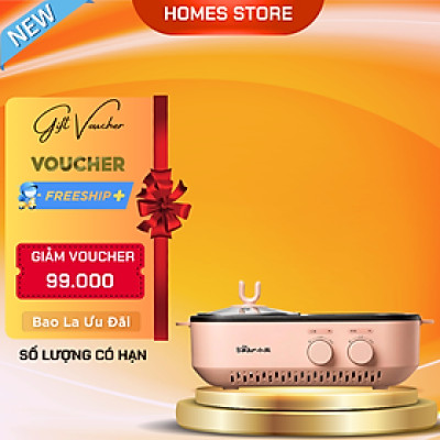 Nồi Lẩu Điện Mini, Nồi Lẩu Nướng Bear DKL-C12D1 Dung Tích 1.2 Lít Công Suất 1200 W - Hàng Nhập Khẩu