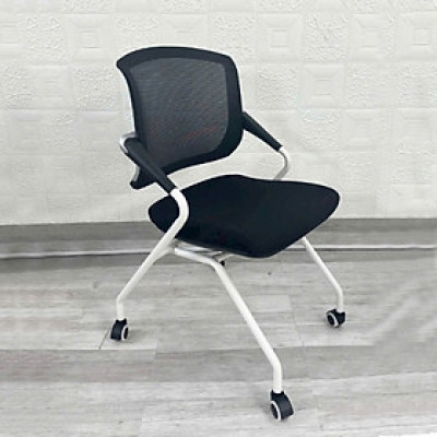 Ghế đào tạo nệm vải lưới màu đen có bánh xe CT3621-M Nội thất Capta Ghế training họp nhóm tiếp khách lưng lưới nệm vải nhập khẩu cân sắt sơn tĩnh điện có bánh xe tại hcm