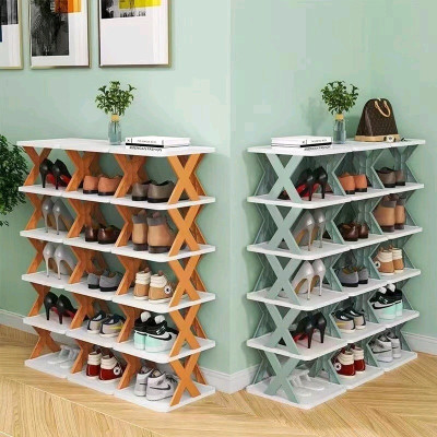 Kệ Để Giày Dép Chữ X Thông Minh Có Thể Tháo Lắp Gấp Gọn - Kệ Nhựa 5 Tầng Cao Cấp Để Đồ Trang Trí Đa Năng Tiện Dụng - Giao Mầu Ngẫu Nhiên