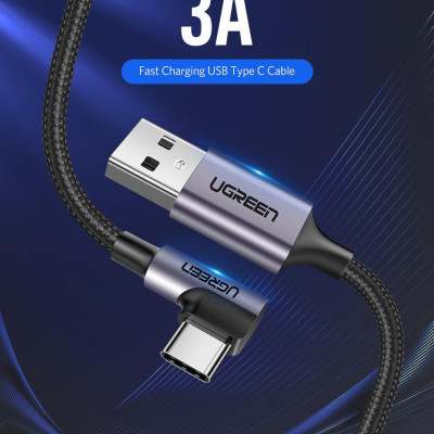 Ugreen UG50941US284TK 1M Dây USB Type-A sang USBType-C vuông góc - HÀNG CHÍNH HÃNG