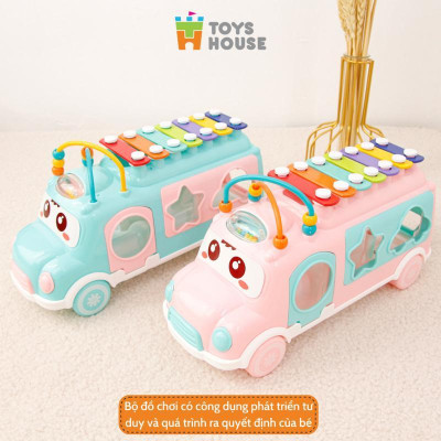 Đồ chơi Xe bus thả hình khối kết hợp đàn gõ Xylophone Bioamicus