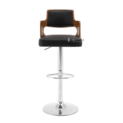 Ghế bar lưng gỗ màu nâu nệm đen CB2301-P Nội thất Capta Ghế quầy bar tăng giảm độ cao lưng tựa gỗ nệm PVC hiện đại chân thép mạ chrome bóng tại tp hcm