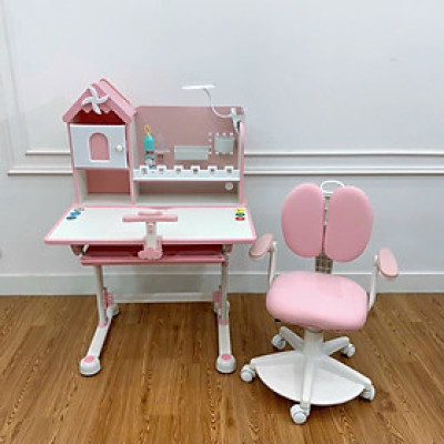 Bộ bàn ghế học sinh tiểu học có giá sách chống gù, chống cận, tay quay, chỉnh góc đến 60 độ CTF10 Juno sofa 