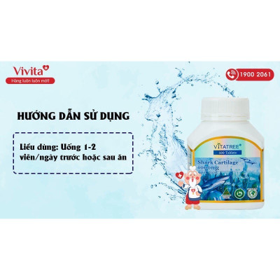 Viên uống dưỡng khớp Vitatree Shark cartilage 1000mg, hộp 100v, nhập khẩu Úc