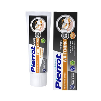 [ Mua 2 tặng 1 bàn chải ] Kem đánh răng than hoạt tính Pierrot Charcoal làm sạch và trắng răng 75ML