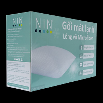 Gối lông vũ nhân tạo mát lạnh Cool Plus NIN House 50x70cm, ruột gối nằm gòn microfiber cao cấp