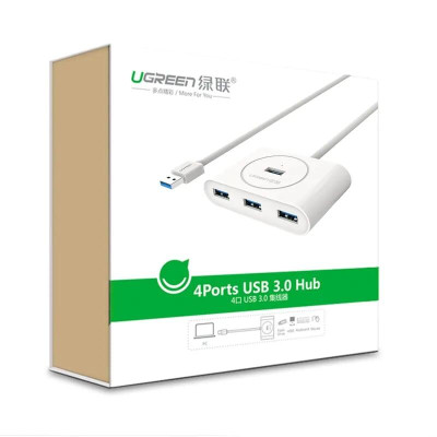Ugreen UG20283CR113TK 1m màu Trắng Bộ chia HUB USB 3.0 sang 4 USB 3.0 hỗ trợ nguồn micro 5V cổng micro - HÀNG CHÍNH HÃNG
