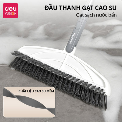 Chổi Chà Sàn Nhà Tắm Kết Hợp Gạt Nước Đầu Chữ V Deli - Chổi Cọ Sàn Đa Năng 2 Đầu Chổi Kèm Gạt Nước Làm Sạch Mọi Góc Bẩn