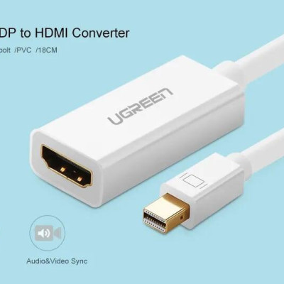 Ugreen UG40361MD112TK 25CM màu Trắng Cáp chuyển đổi Mini DP sang HDMI hỗ trợ phân giải 4K x 2K - HÀNG CHÍNH HÃNG